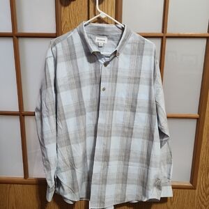 Haggar Men's Blue Plaid Button Up Shirt